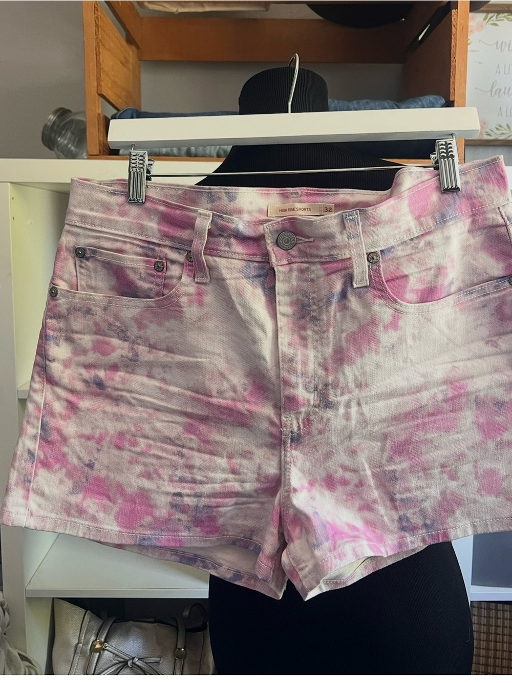 Levi's Pink Tie-Dye Denim Shorts